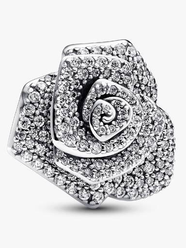 VENTE FINALE - Charm surdimensionné Rose scintillante en fleur