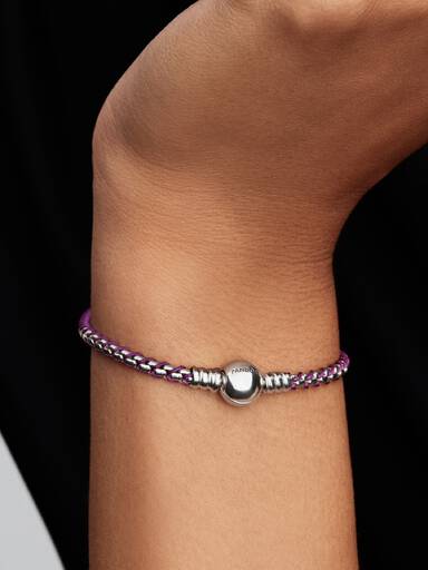 Bracelet à chaîne cubique avec cordon mauve