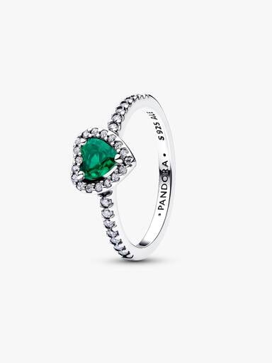 Bague Cœur vert royal surélevé
