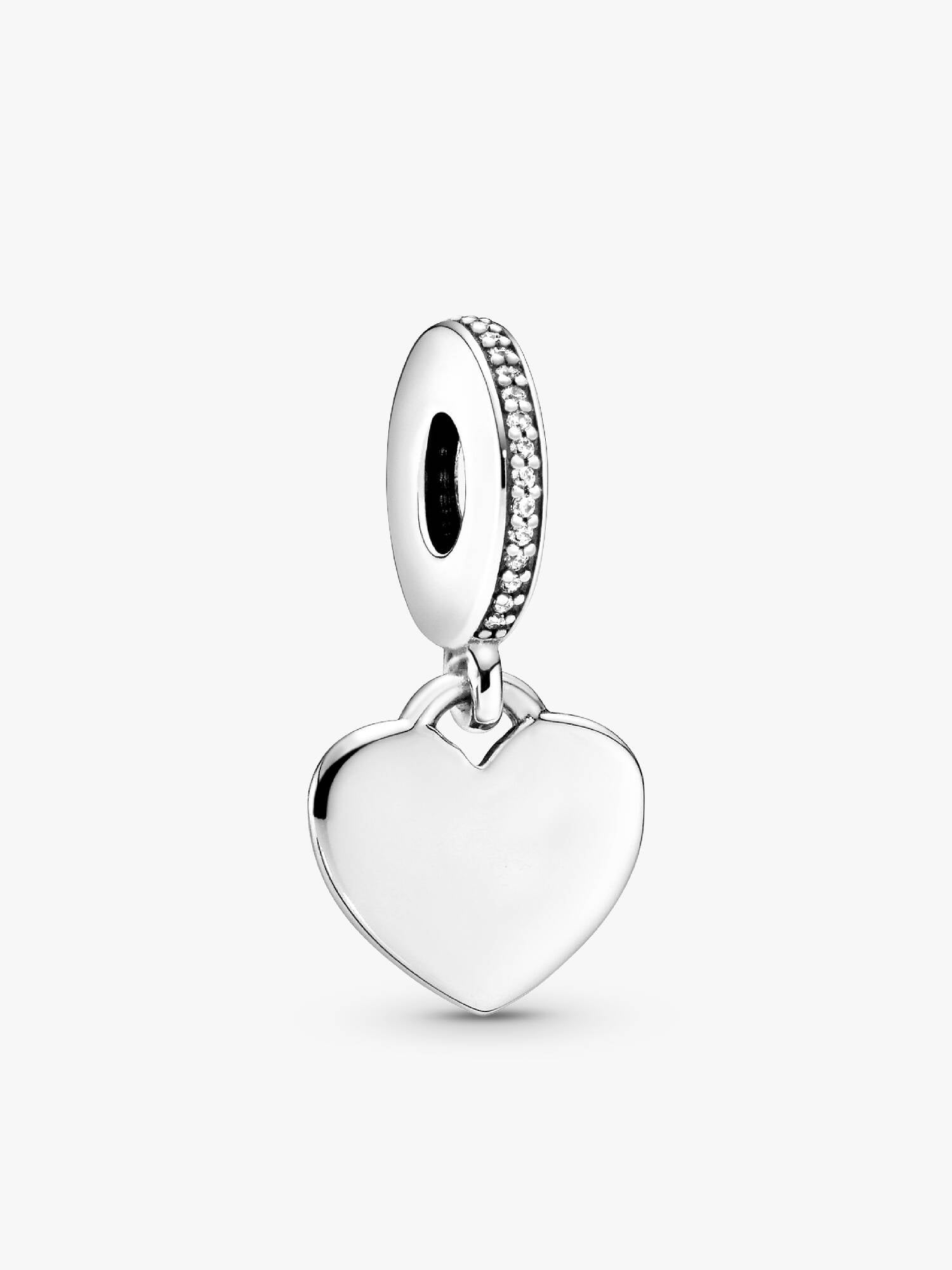 Heart silver dangle with clear cubic zirconia