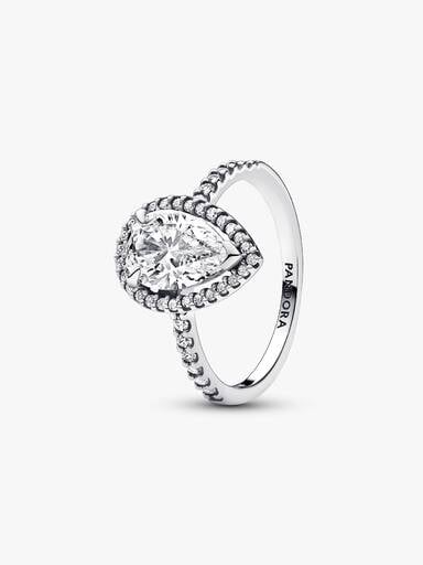 Sparkling Pear Halo Ring