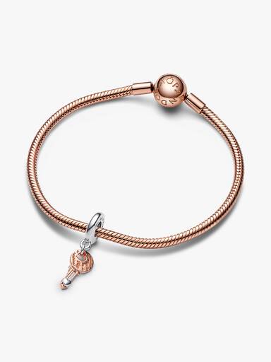 FINAL SALE - Two-tone key & Sliding Heart Dangle Charm