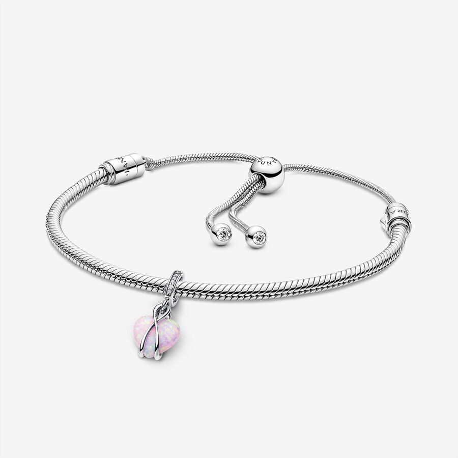 Mom Opalescent Heart Dangle Charm Bracelet Set image number 0