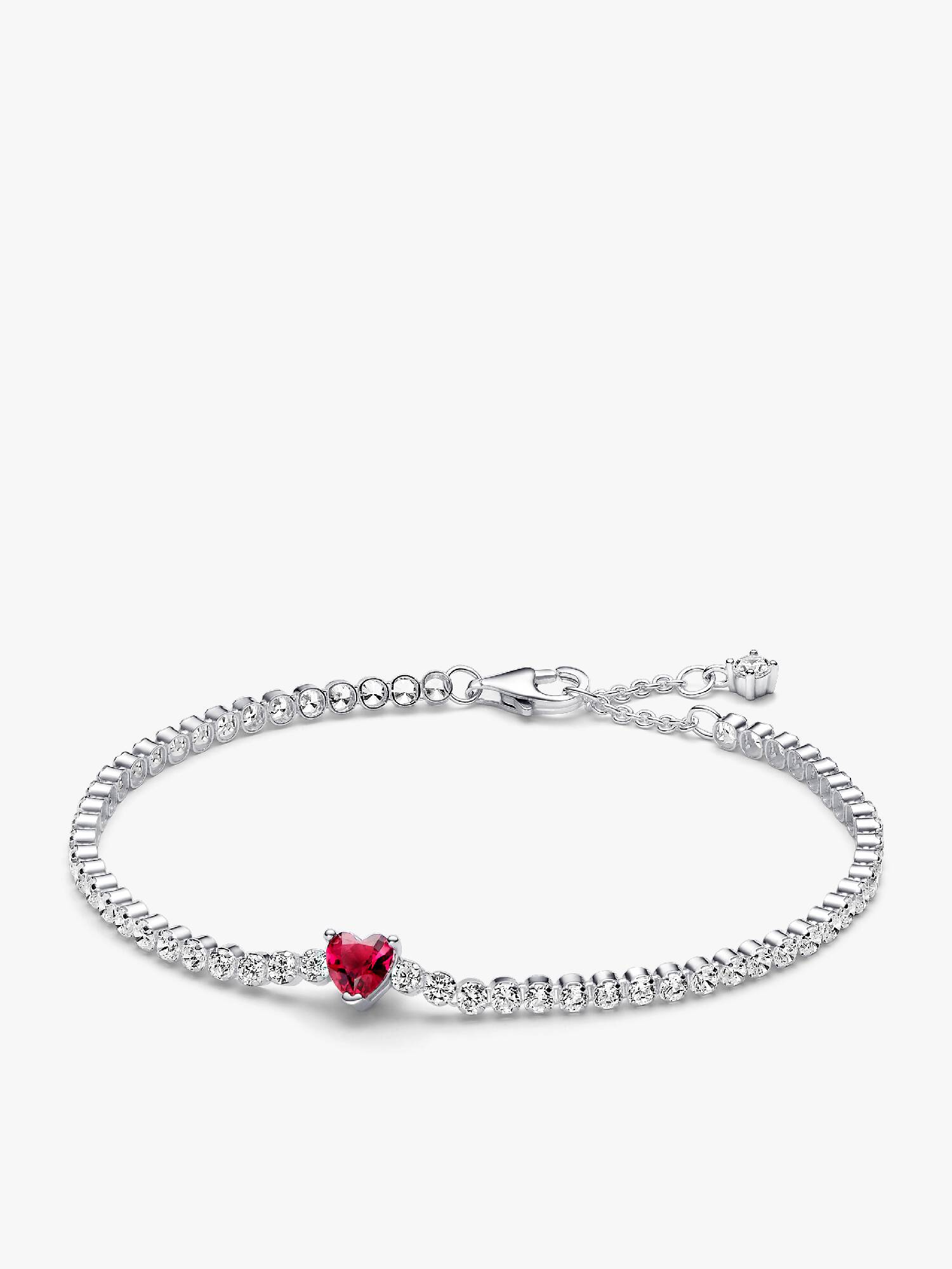 Bracelet tennis Cœur scintillant rouge