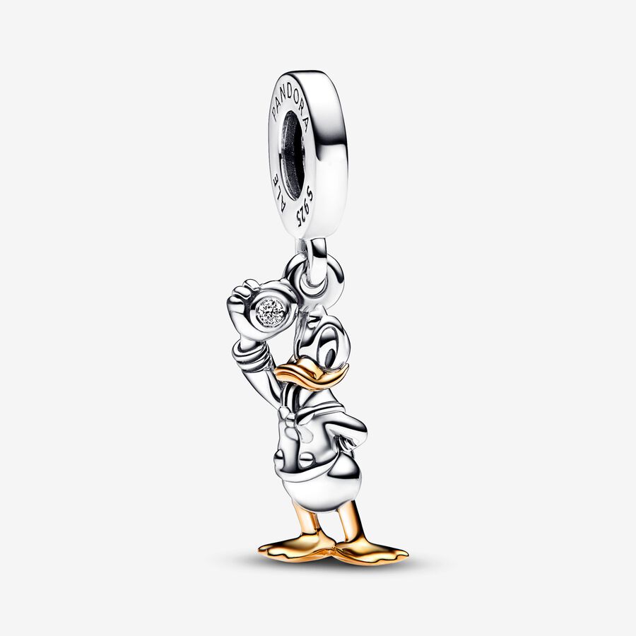 VENTE FINALE - Charm-pendentif Donald Duck 100e anniversaire de Disney avec diamant créé en laboratoire de 0,009 ct pt image number 0