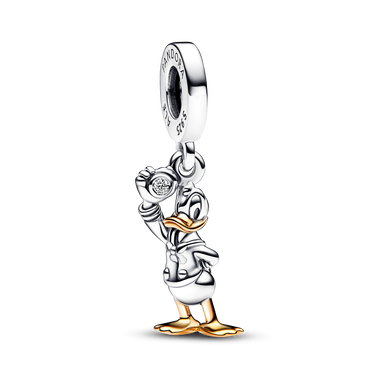 Charm-pendentif Donald Duck 100e anniversaire de Disney avec diamant créé en laboratoire de 0,009 ct pt