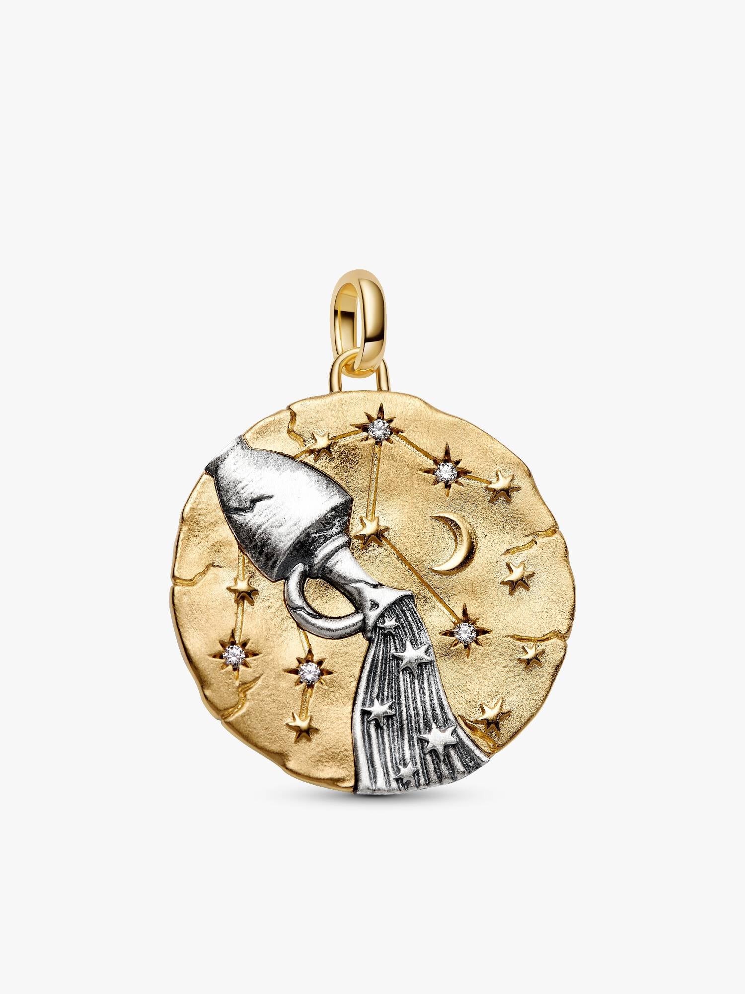 Aquarius Zodiac Oversized Medallion Charm