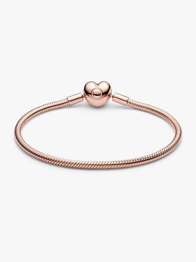 Bracelet à fermoir en cœur et à chaîne serpentine Pandora Moments