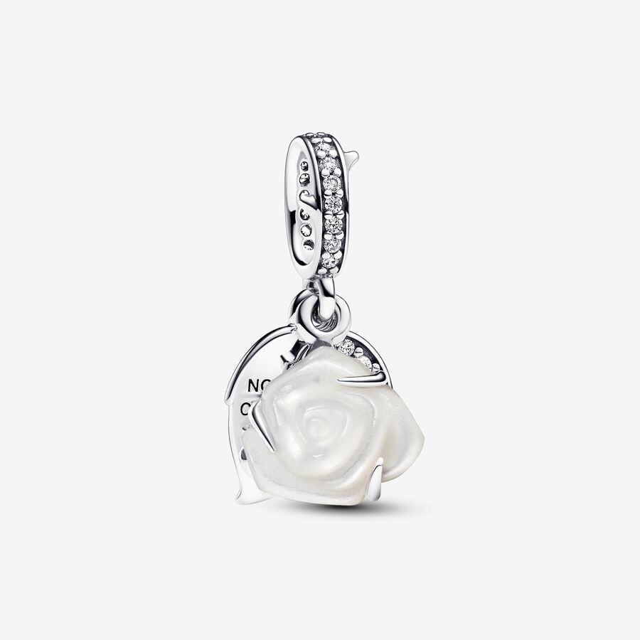 Charm-pendentif double Rose blanche en fleur image number 0