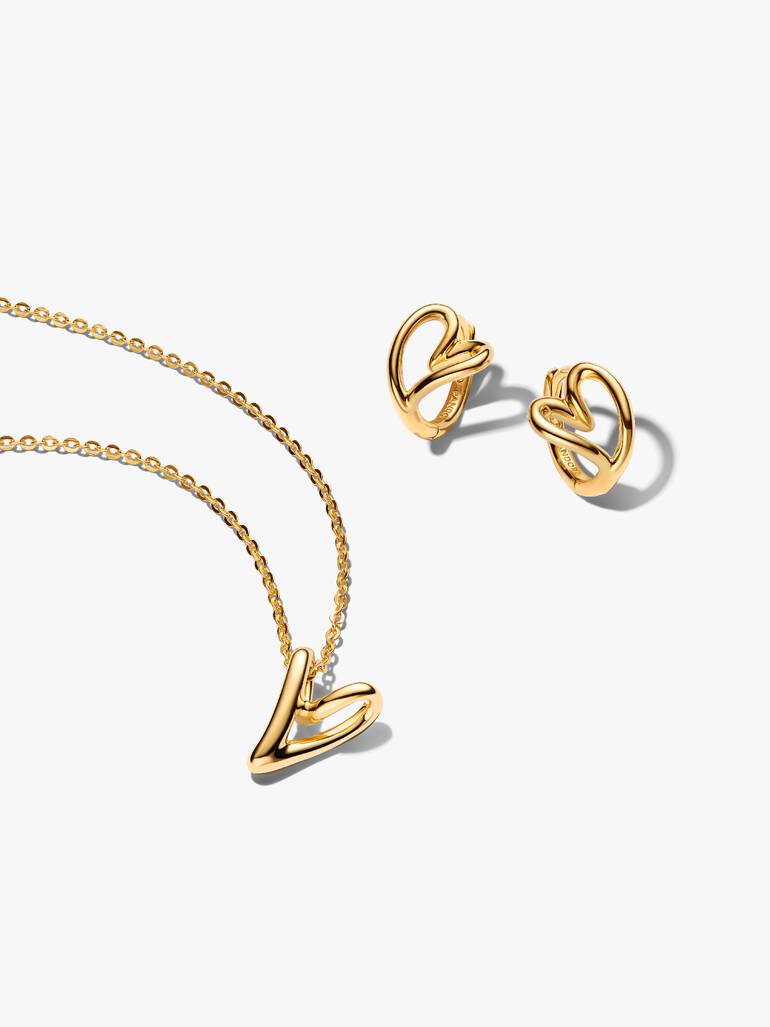 Organically Shaped Heart Necklace & Earrings Gift Set