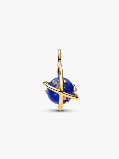 Charm-pendentif Planète tournante bleu céleste