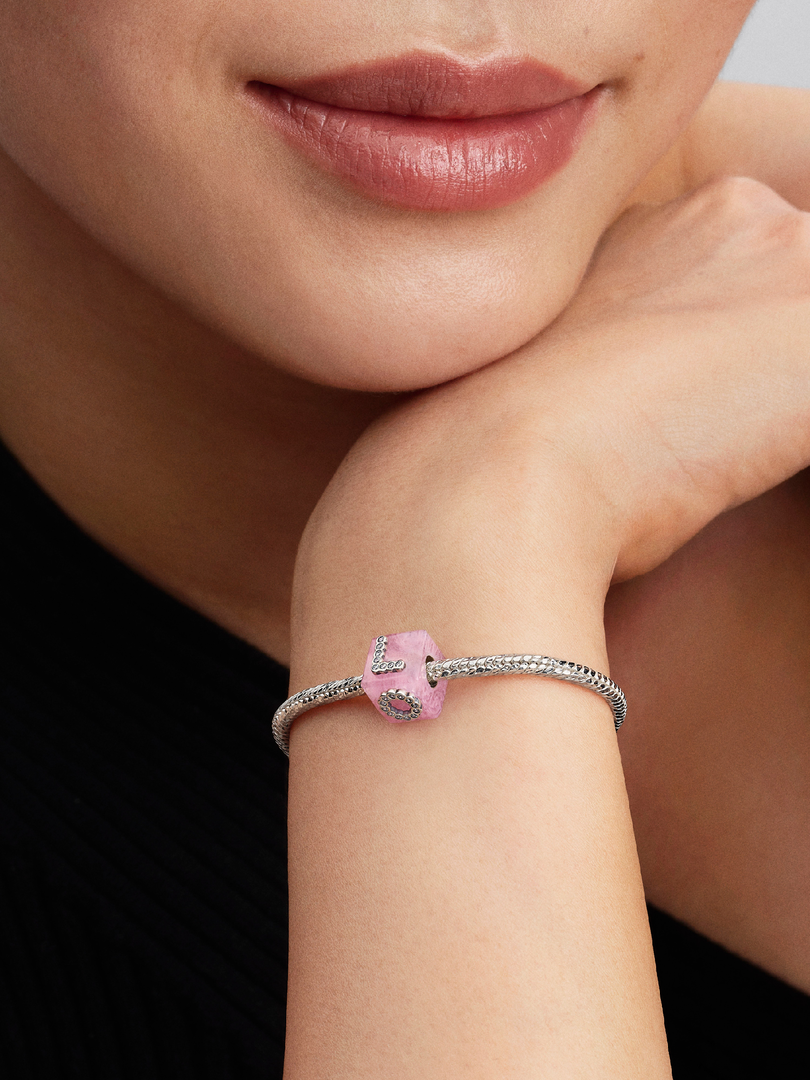 Charm Cube d’amour en verre de Murano rose