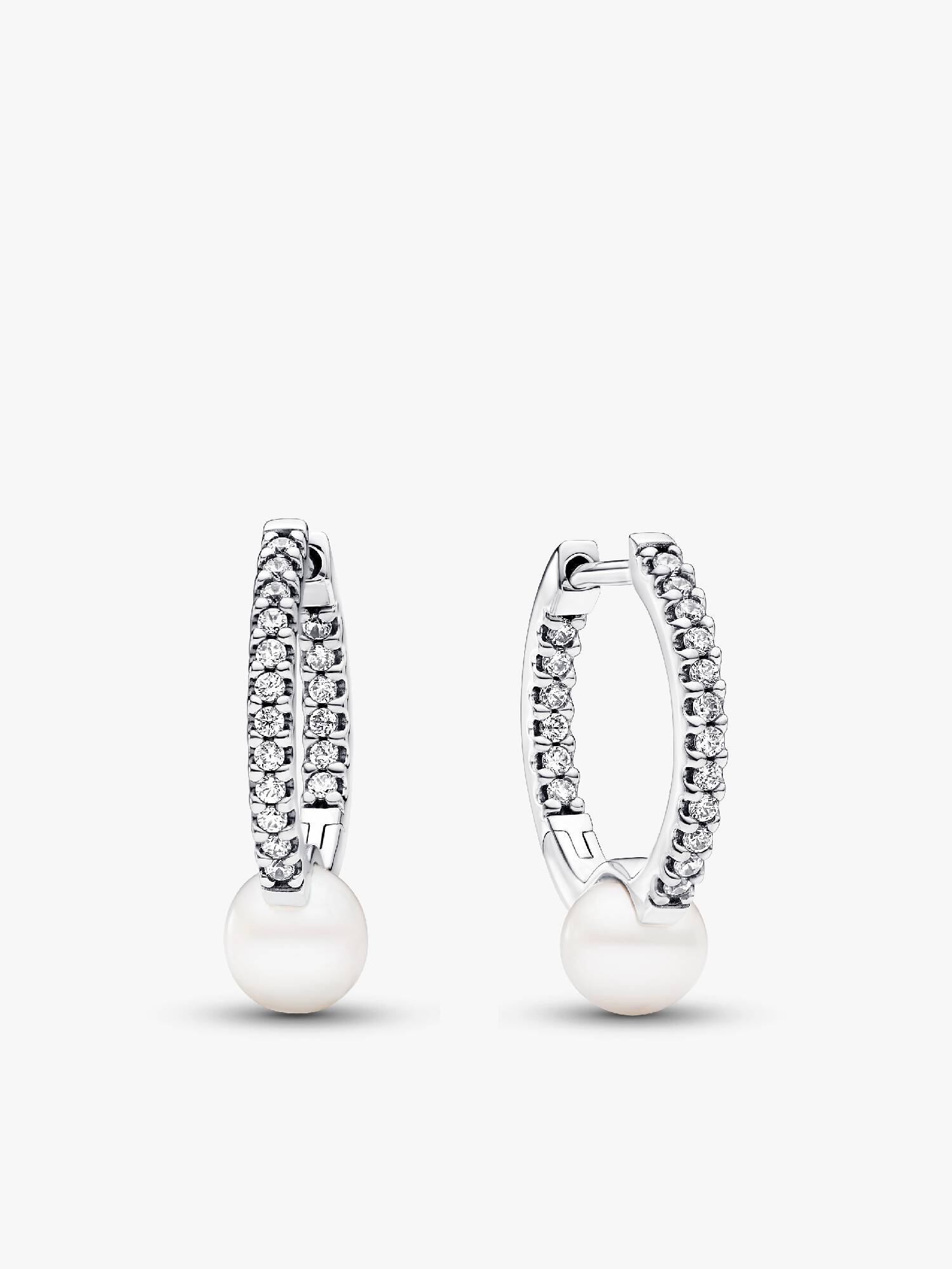 Treated Freshwater Cultured Pearl & Pavé Hoop Earrings