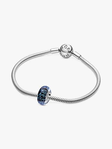 Charm Océan en verre de Murano à vagues bleu foncé
