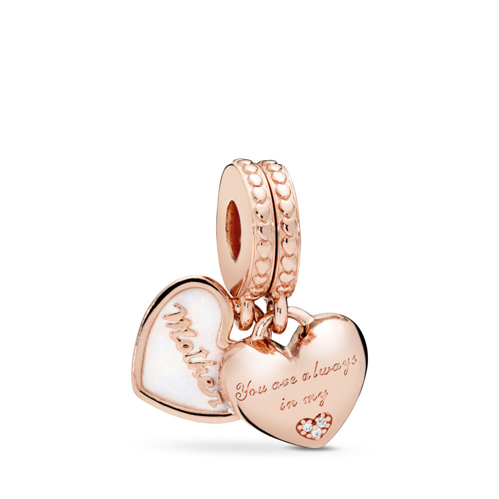 Mother & Daughter Hearts Dangle Charm | Rose gold plated | Pandora