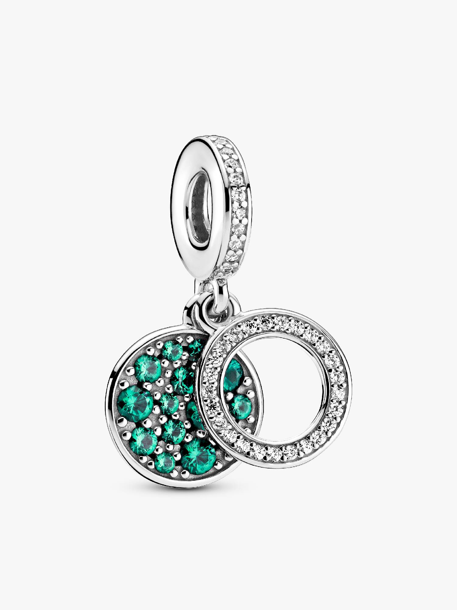 FINAL SALE - Sparkling Green Disc Double Dangle Charm