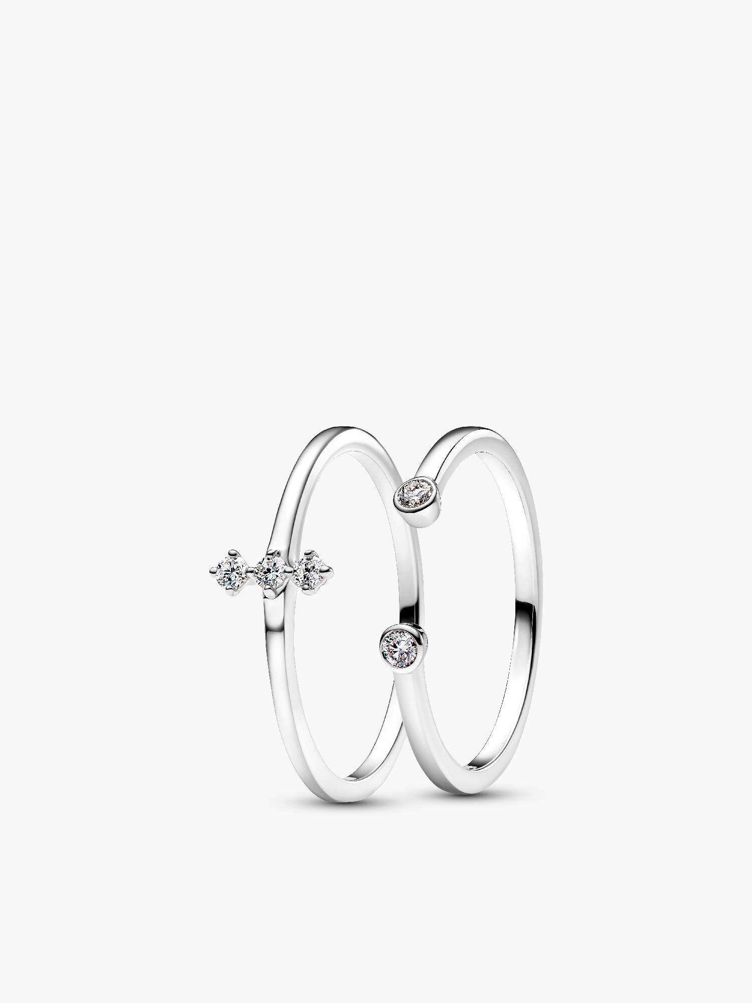 Pandora Era Lab-Grown Diamond White Gold Open and Trio Ring Set