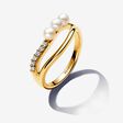 Treated Freshwater Cultured Pearl & Organically Shaped Double Band Ring