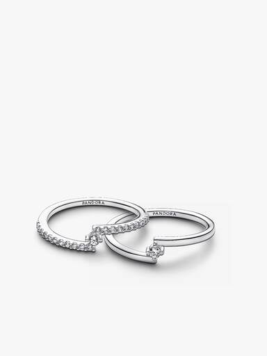 Ensemble de bagues pavées superposables en argent sterling