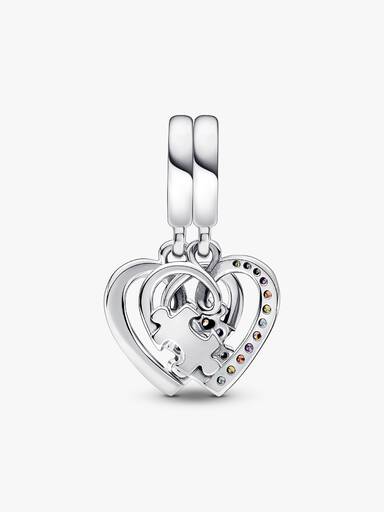 Charm-pendentif Puzzle d'amitié, cœur à séparer