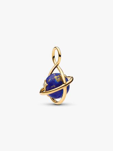 Charm-pendentif Planète tournante bleu céleste