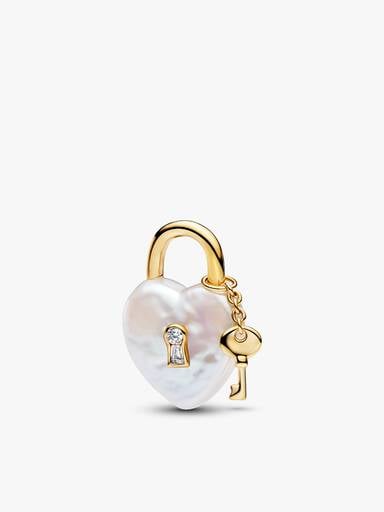 Baroque Pearl Padlock Charm Bracelet Set
