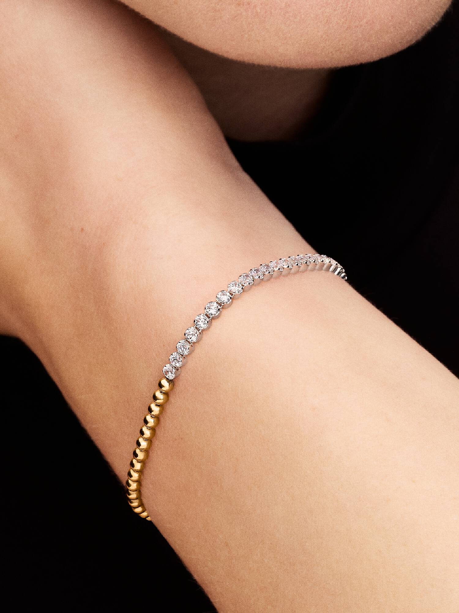 Bracelet tennis et perles