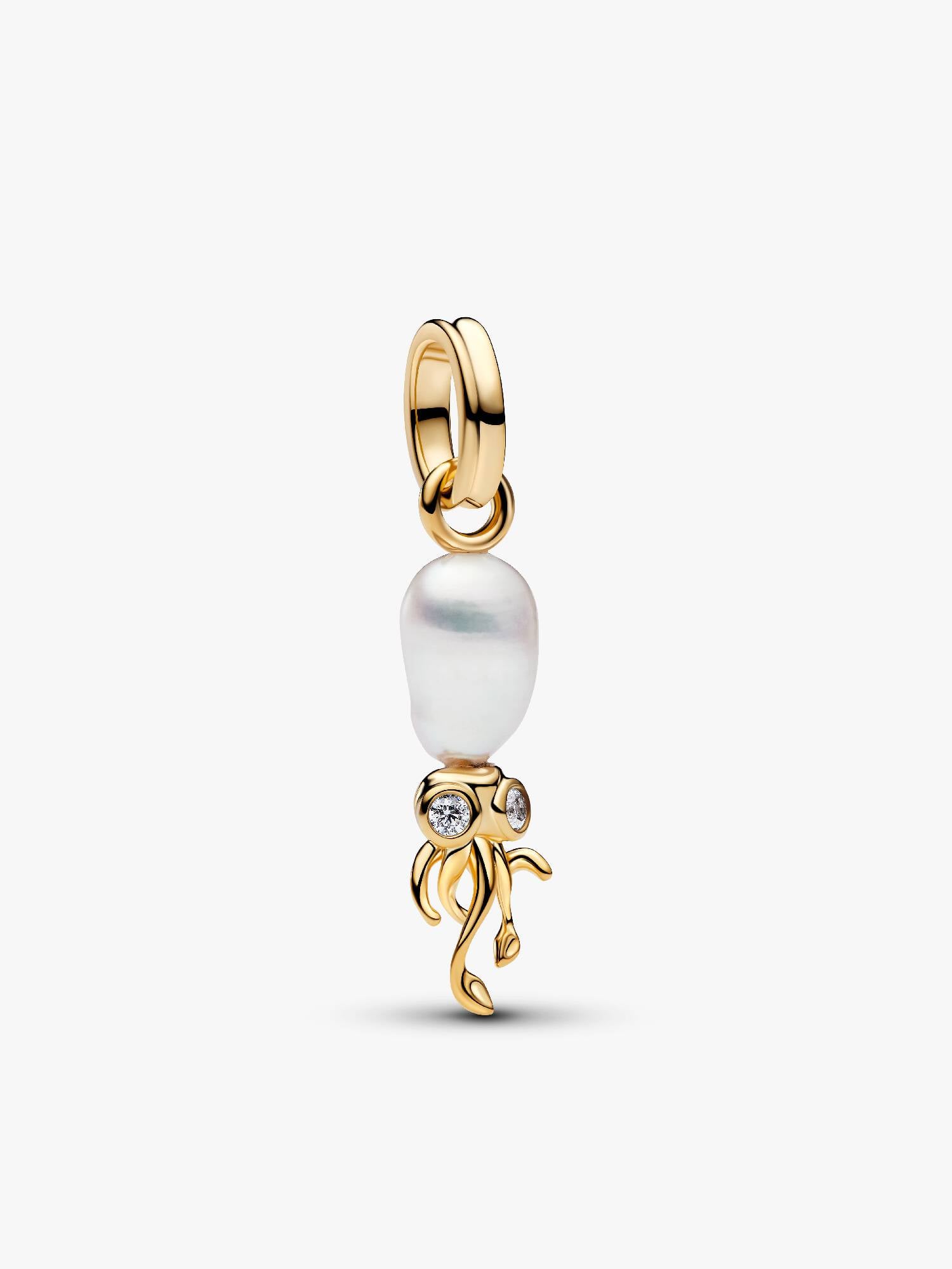Charm-pendentif Calmar avec perle de culture d’eau douce baroque traitée