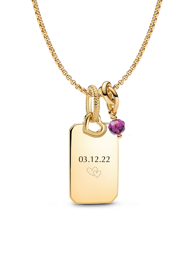 Collier à pendentif gravable avec charm Cercle éternel de février
