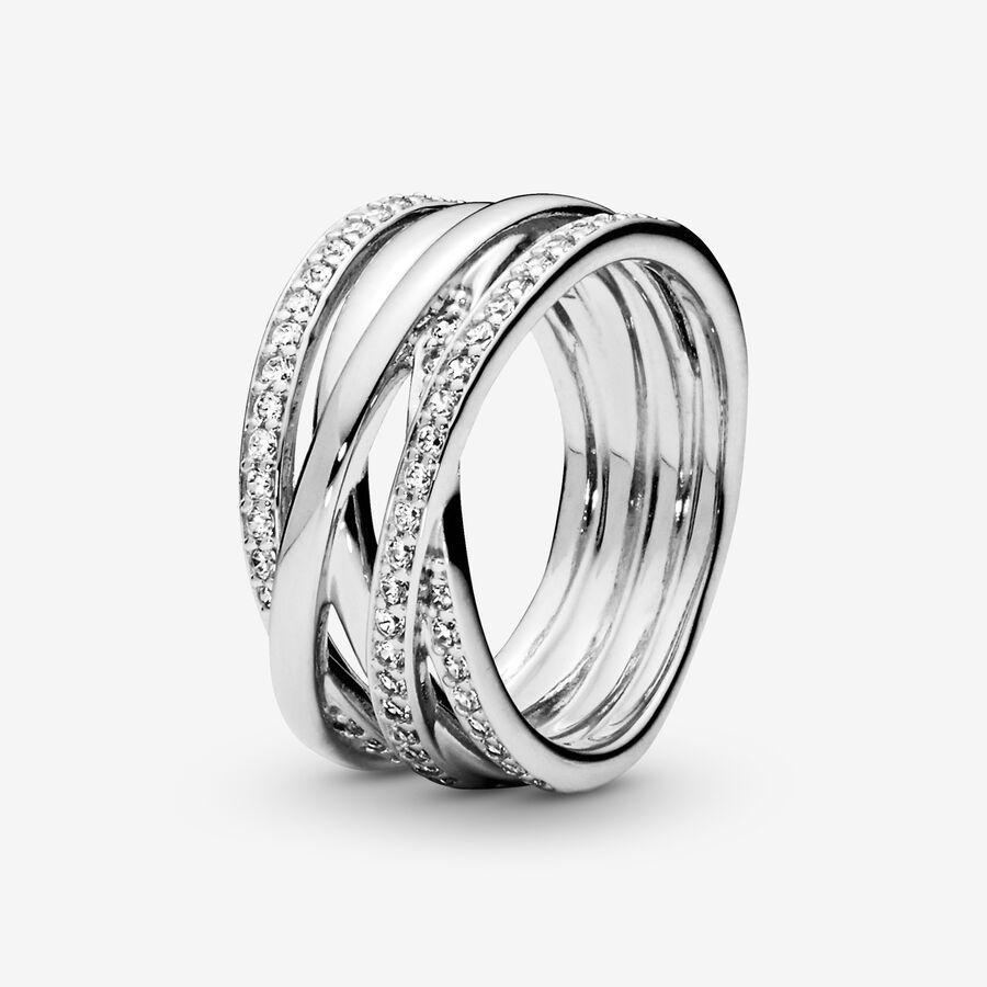 Sparkling & Polished Lines Ring, Sterling silver