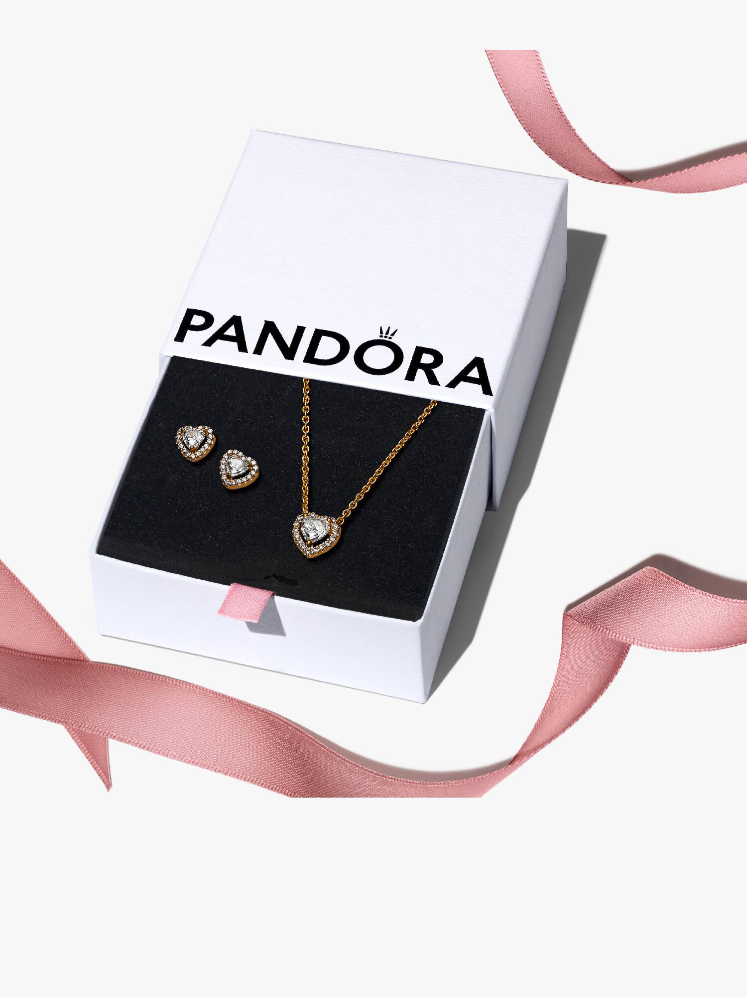 Golden Elevated Heart Necklace & Earrings Gift Set