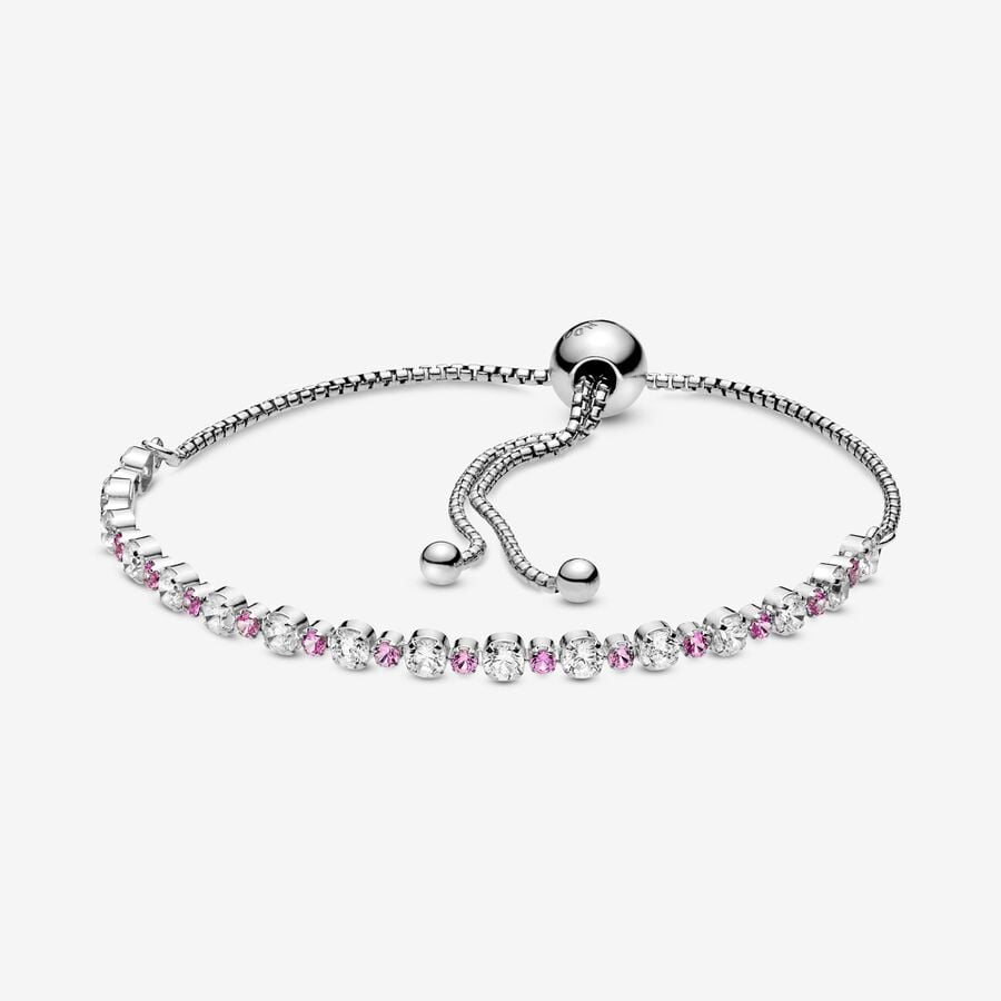 FINAL SALE - Pink & Clear Sparkle Slider Bracelet image number 0