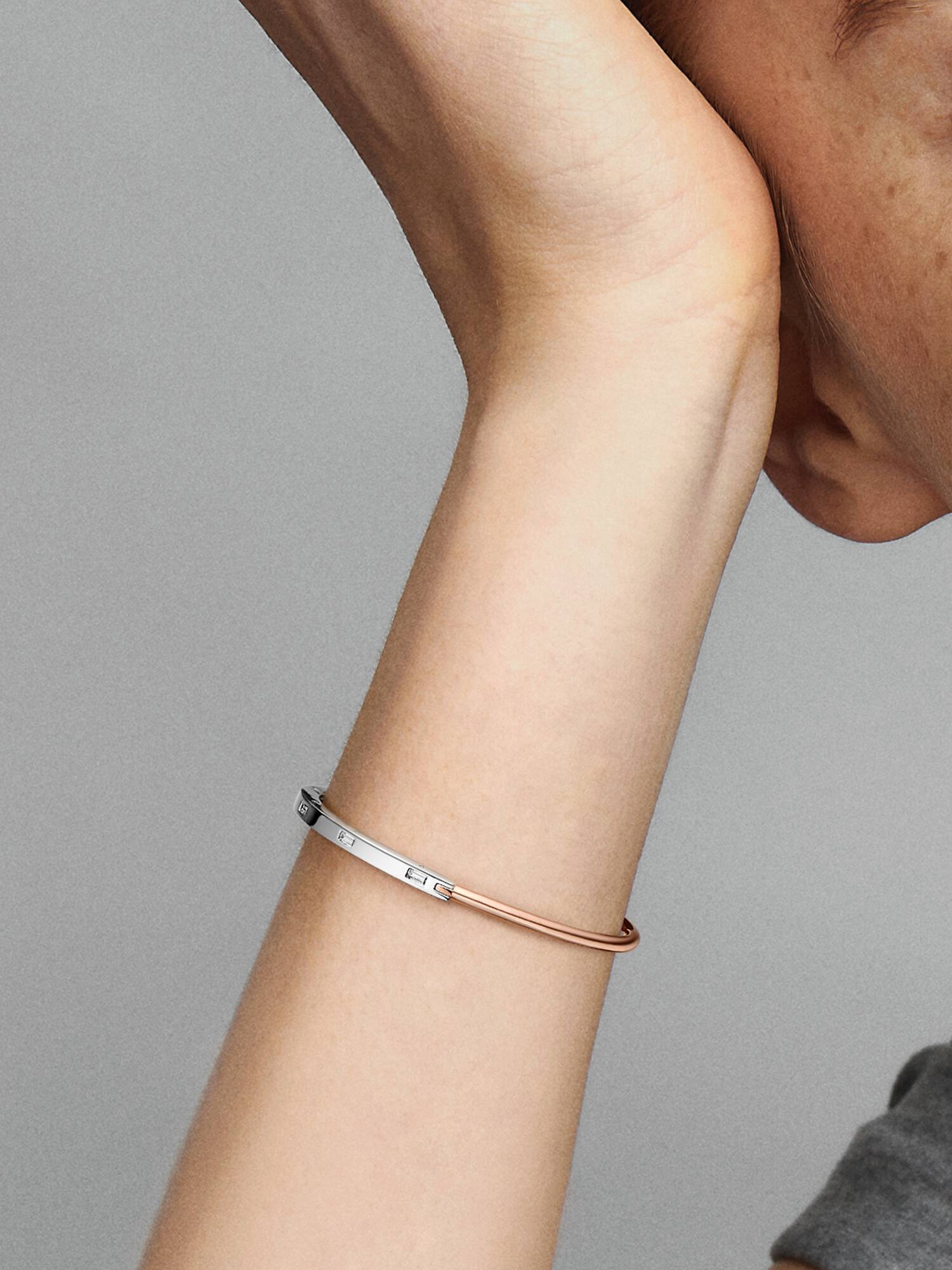 FINAL SALE - Pandora Signature Two-tone I-D Pavé Bangle