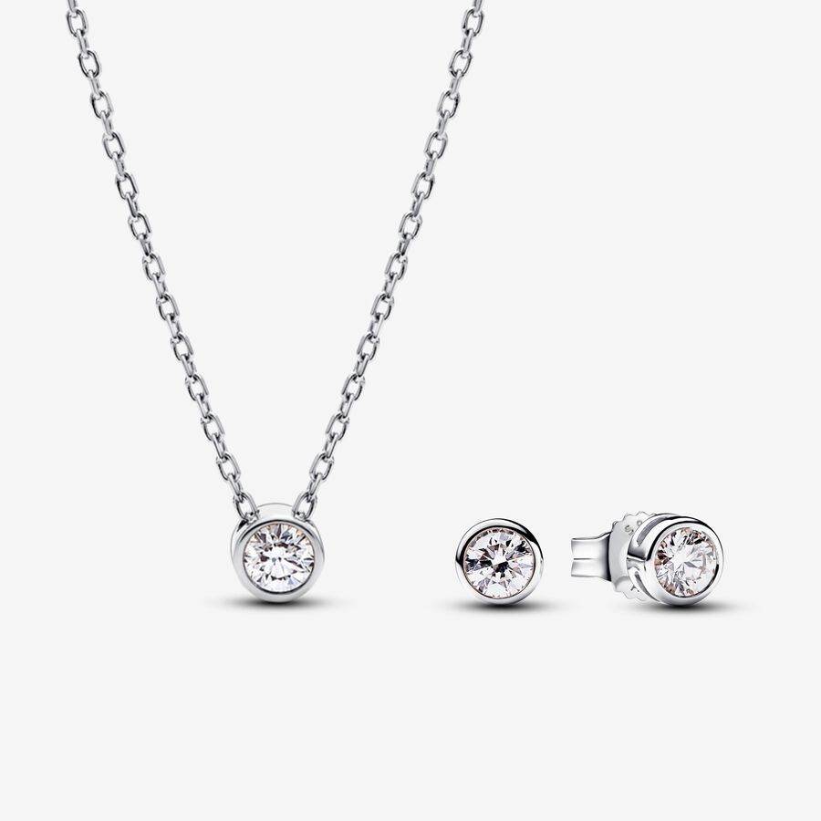 Pandora Era diamant cultivé en laboratoire ensemble de collier pendentif et boucles d’oreilles avec 0,45 carat tw en argent silver image number 0
