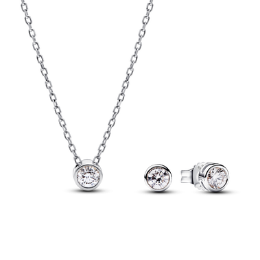 Pandora Era Ensemble cadeau de bijoux en diamant cultivé en laboratoire Pendentif Collier et boucles d’oreilles avec 0,45 carat TW en argent silver
