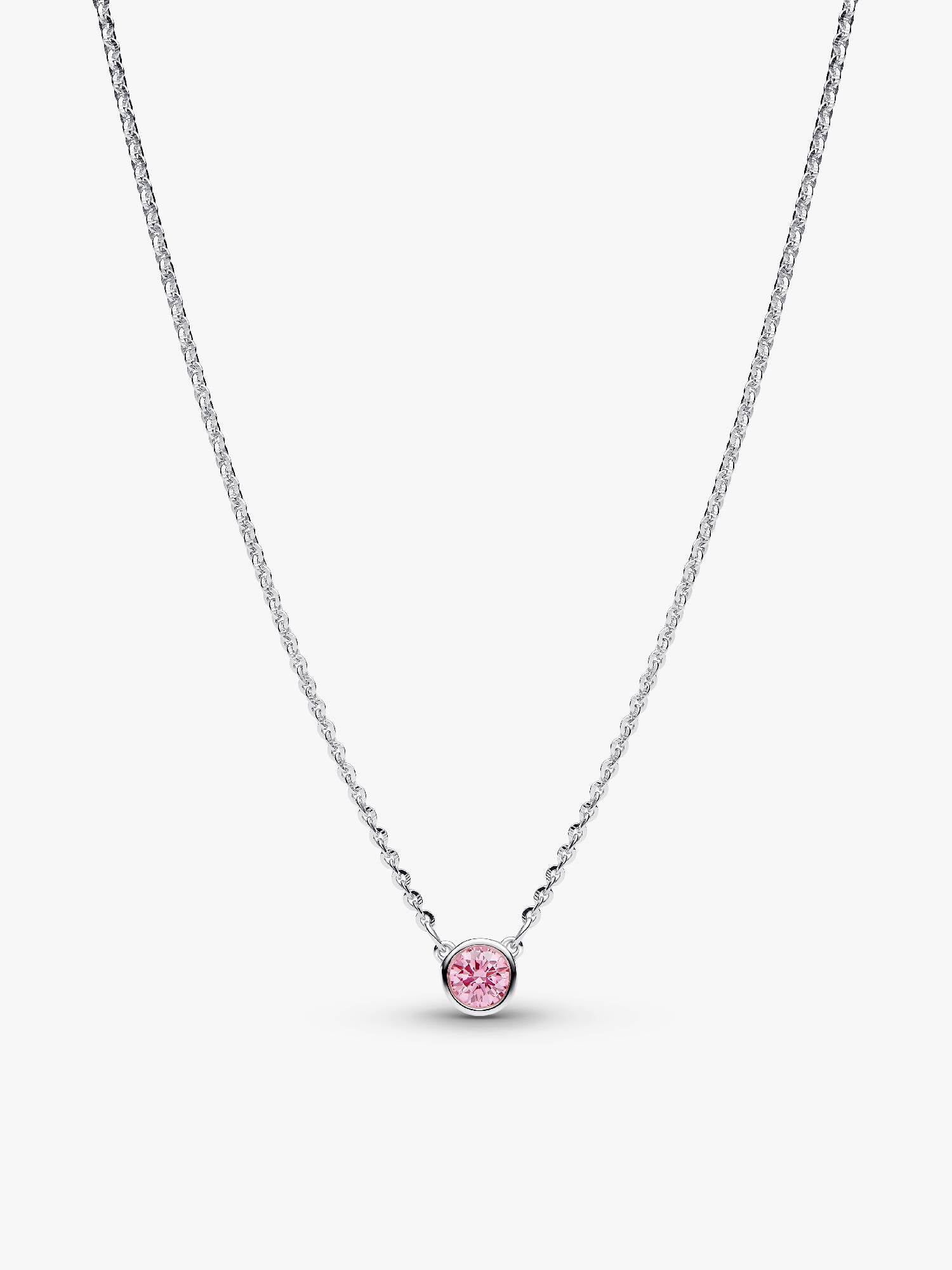 Collier à pendentif en argent sterling avec diamant rose créé en laboratoire au serti clos Pandora Era