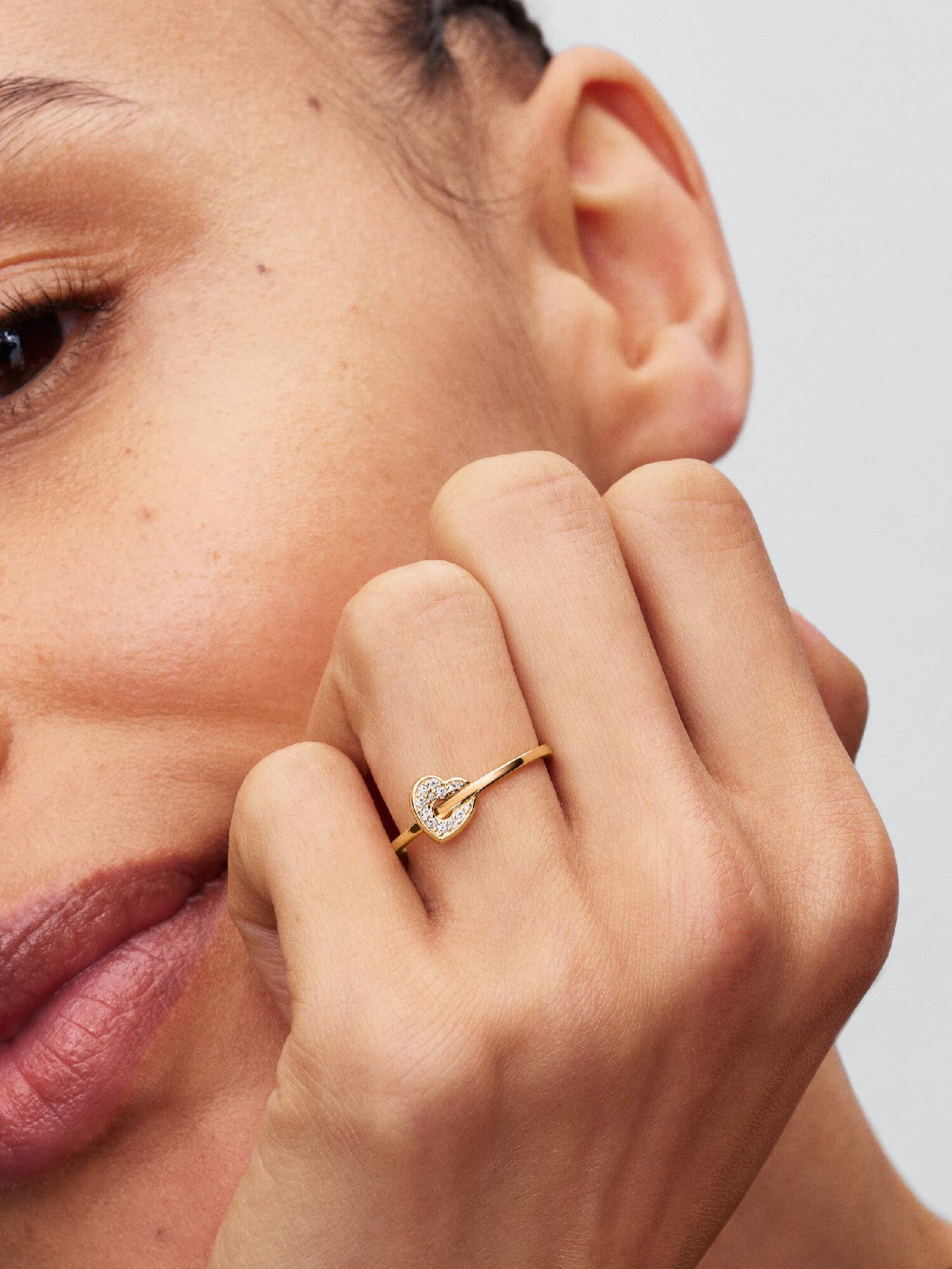 Bague Cœur pavé en or 14 K avec diamant créé en laboratoire Pandora Talisman