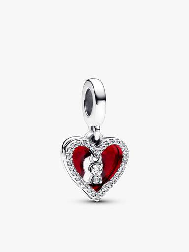 Sparkling Red Heart Dangle Charm Trio