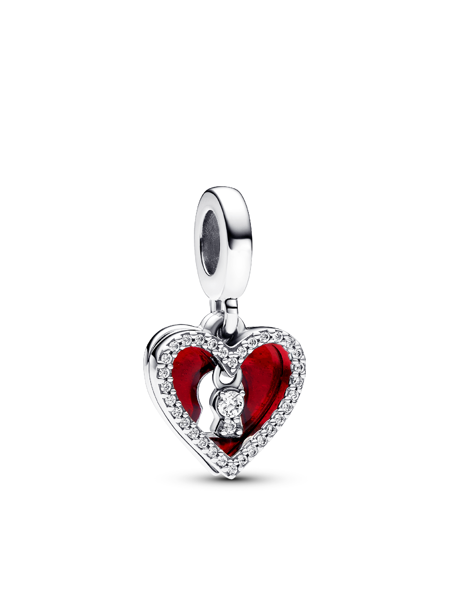 Sparkling Red Heart Dangle Charm Trio