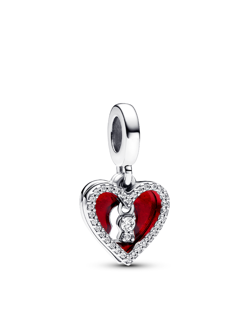 Sparkling Red Heart Dangle Charm Trio