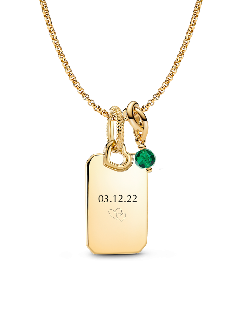 Collier à pendentif gravable avec charm Cercle éternel de mai