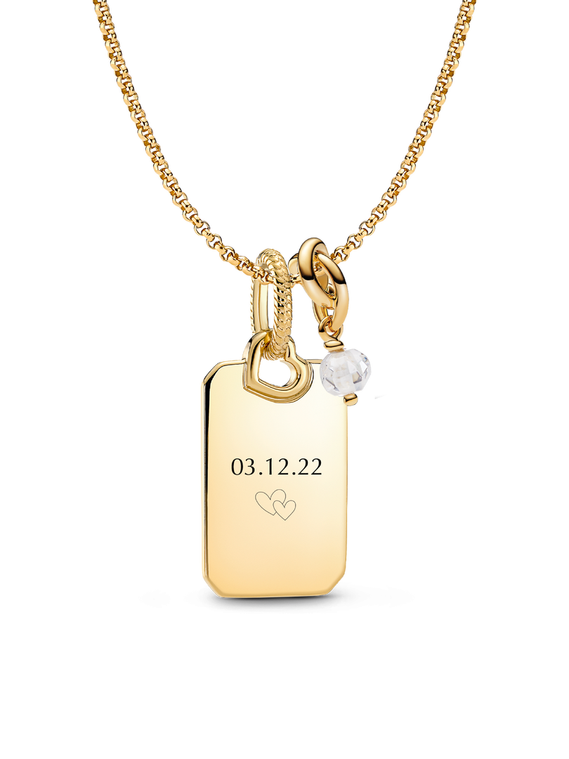 Collier à pendentif gravable avec charm Cercle éternel d'avril