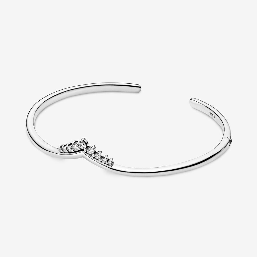 VENTE FINALE - Bracelet rigide ouvert en forme d’os des vœux avec tiare image number 0