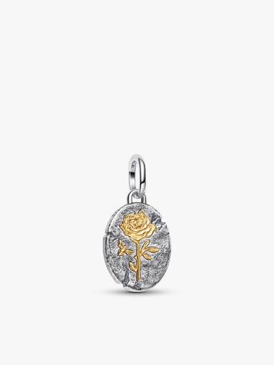Bracelet à charms-médaillon Cœur et rose