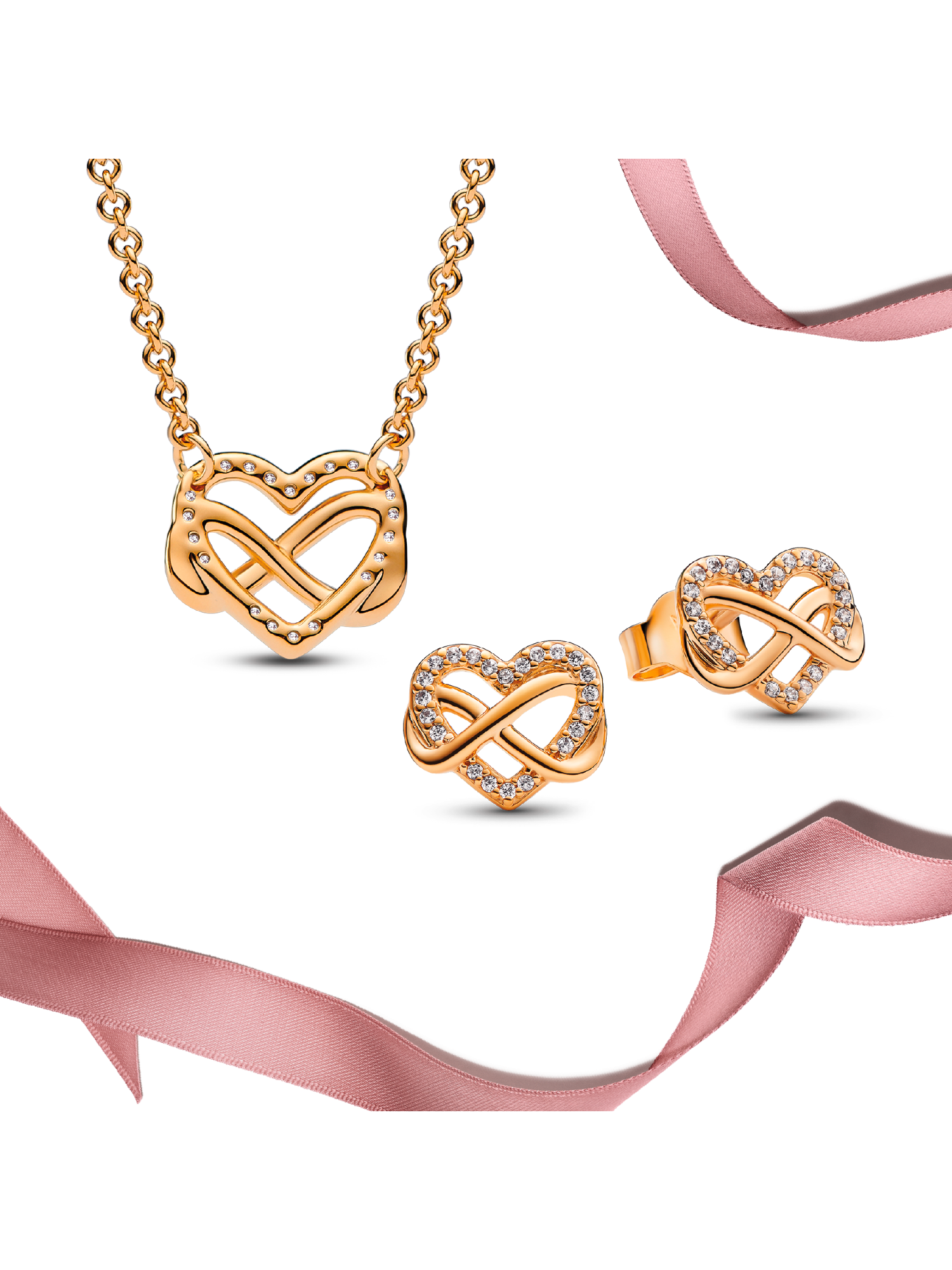 Golden Infinity Heart Jewelry Gift Set
