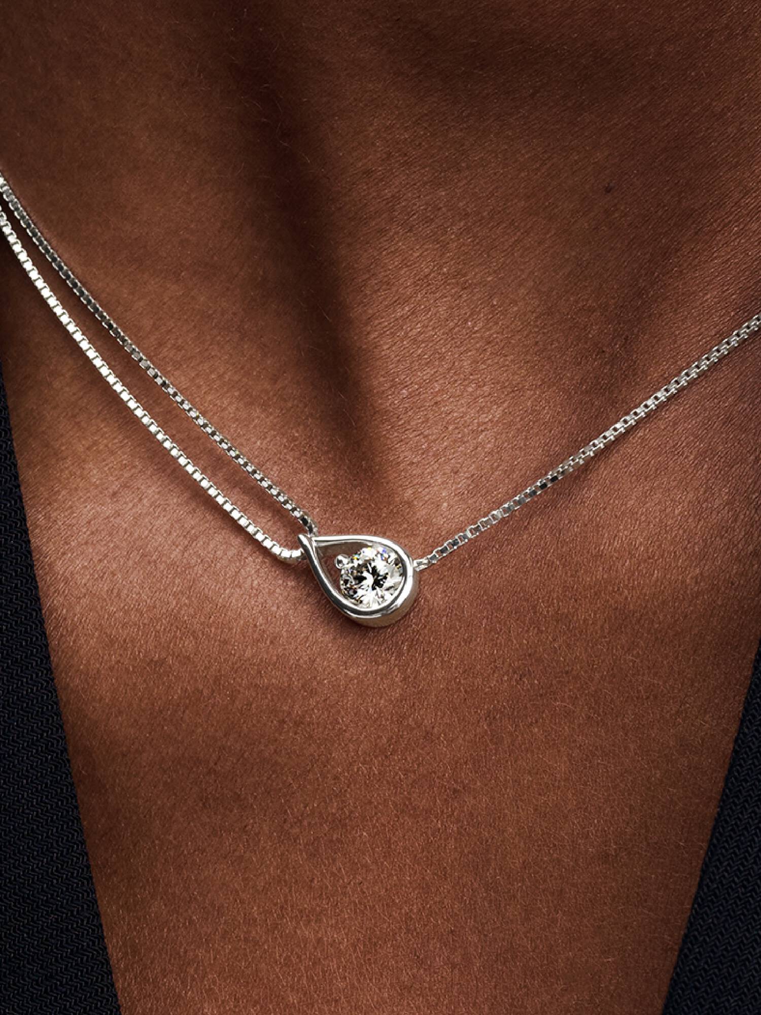 VENTE FINALE -  Collier à double chaîne avec diamant cultivé en laboratoire Pandora Infinite