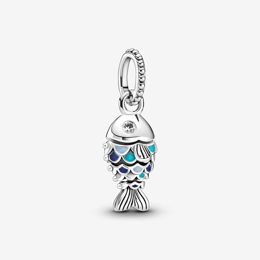 Blue Scaled Fish Dangle Charm image number 0