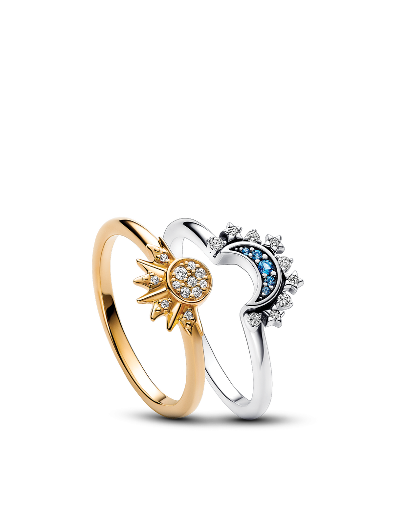 Ensemble de bagues soleil et lune célestes