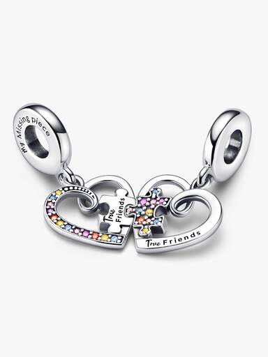 Charm-pendentif Puzzle d'amitié, cœur à séparer