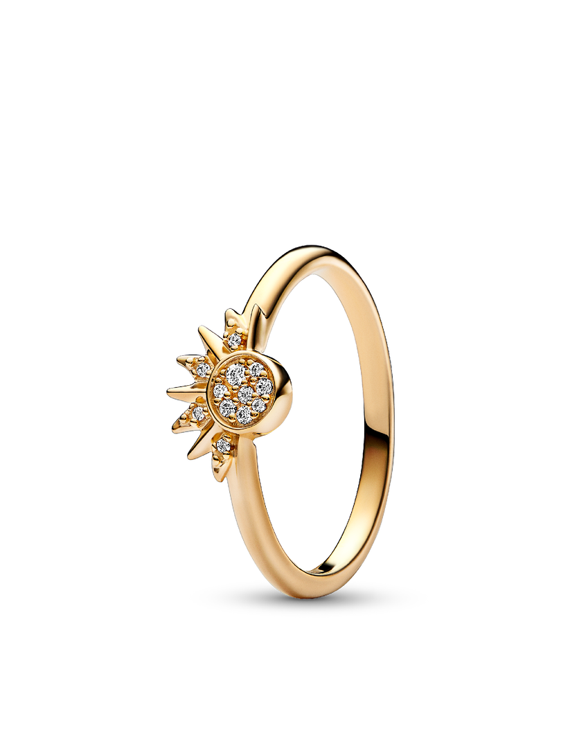 Celestial Sparkling Sun and Moon Ring Set